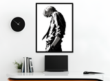 Stampa artistica con silhouette di Sanji, cornice nera, su base in legno, serie Potere d’Ombra