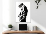 Quadro con silhouette di Sanji, cornice bianca elegante, stampa su carta artigianale, collezione Potere d’Ombra a tiratura limitata