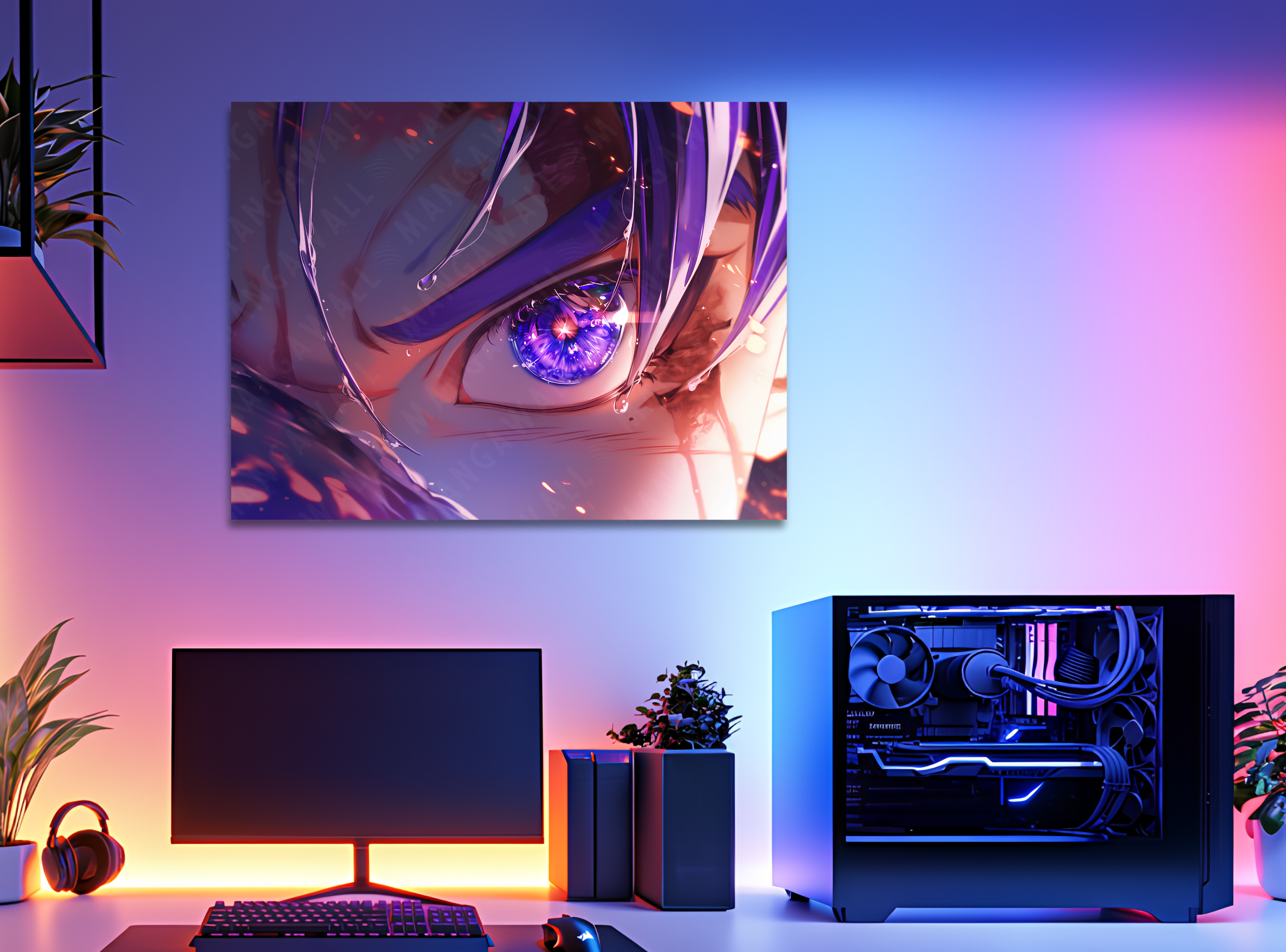 Quadro con lo sguardo di Trunks, stampa anime montata su legno senza cornice, collezione Eyes in edizione limitata