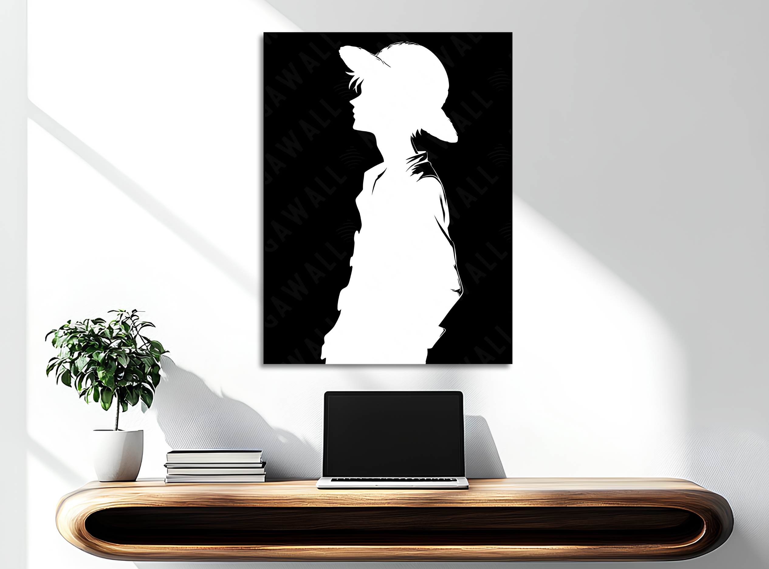 Quadro con silhouette di Luffy, montato su legno senza cornice, collezione Potere d’Ombra in edizione limitata