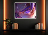 Quadro artistico con sguardo di Trunks, cornice bianca elegante, stampa su carta artigianale montata su legno, serie Eyes numerata