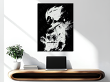 Quadro con silhouette di Vegeta, montato su legno senza cornice, collezione Potere d’Ombra in edizione limitata