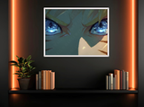 Quadro artistico di Naruto Uzumaki con cornice bianca, stampa su carta artigianale e base in legno, collezione Eyes a edizione limitata