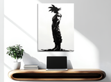 Quadro con silhouette di Goku, montato su legno senza cornice, collezione Potere d’Ombra in edizione limitata