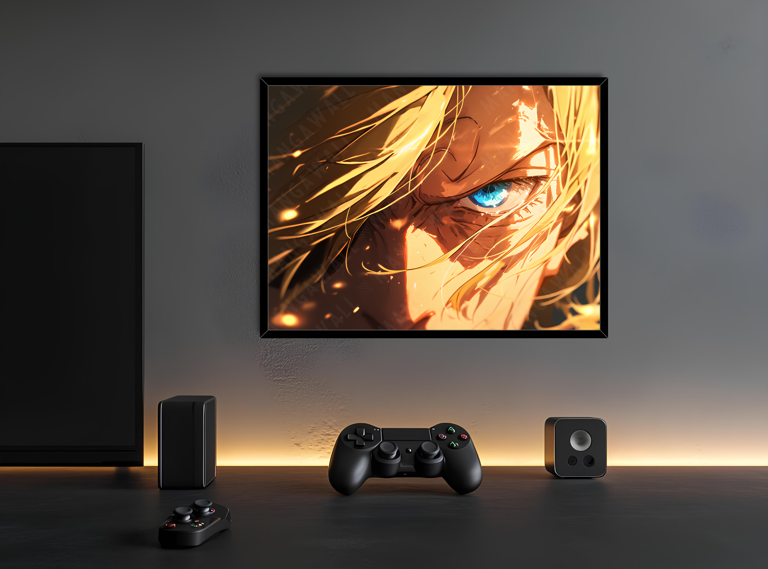 Stampa di Sanji da One Piece con cornice nera, montata su legno, stile moderno e minimalista, serie Eyes a tiratura limitata