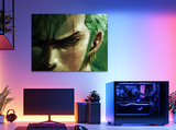 Quadro con lo sguardo di Zoro, stampa anime montata su legno senza cornice, collezione Eyes in tiratura limitata