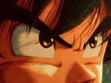 Stampa artistica dello sguardo di Goku da Dragon Ball, su carta artigianale prodotta a mano, montata su legno, edizione limitata numerata con frase poetica scritta a mano sul retro