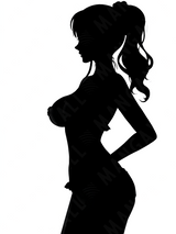 Stampa artistica della silhouette di Nami da One Piece, su carta artigianale montata su legno, edizione limitata numerata con frase poetica scritta a mano sul retro